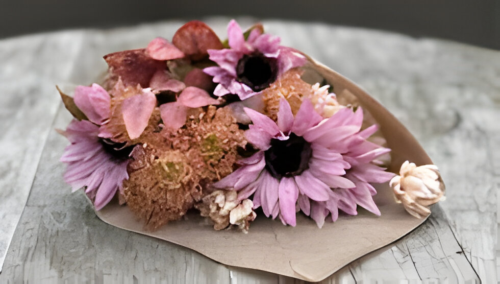 Buitengewoon de boet Boeket gedroogde kunstbloemen roze - 