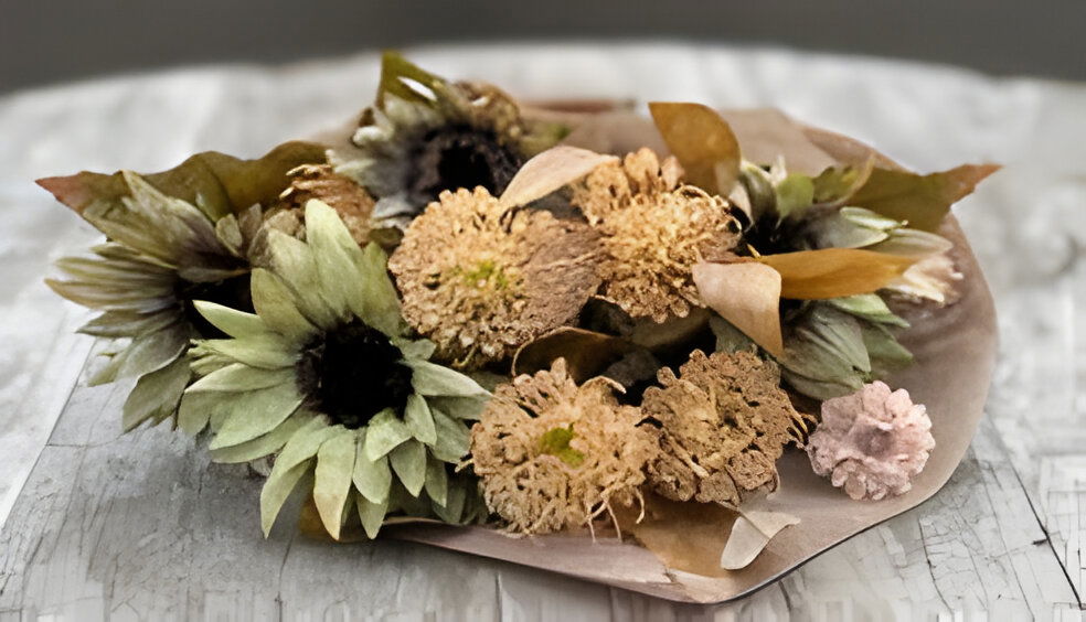 Buitengewoon de boet Boeket gedroogde kunstbloemen groen - 