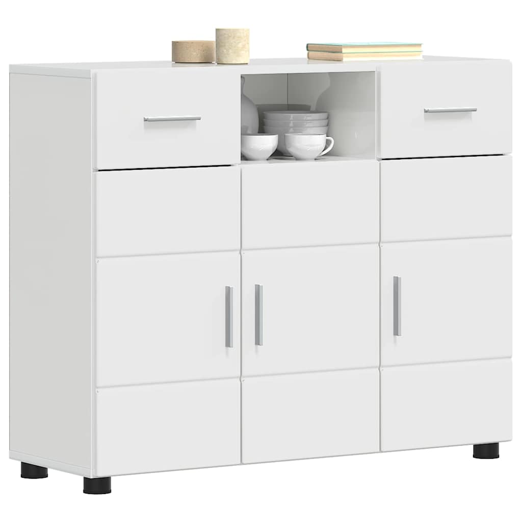 vidaXL Dressoir Hoogglans wit 88.5 x 30.5 x 73 cm Bewerkt hout
