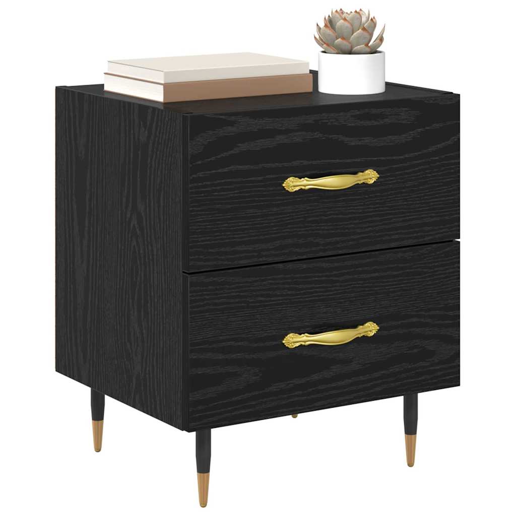 vidaXL Nachtkastje 2 pcs Zwart eiken 40 x 35 x 47,5 cm Bewerkt hout