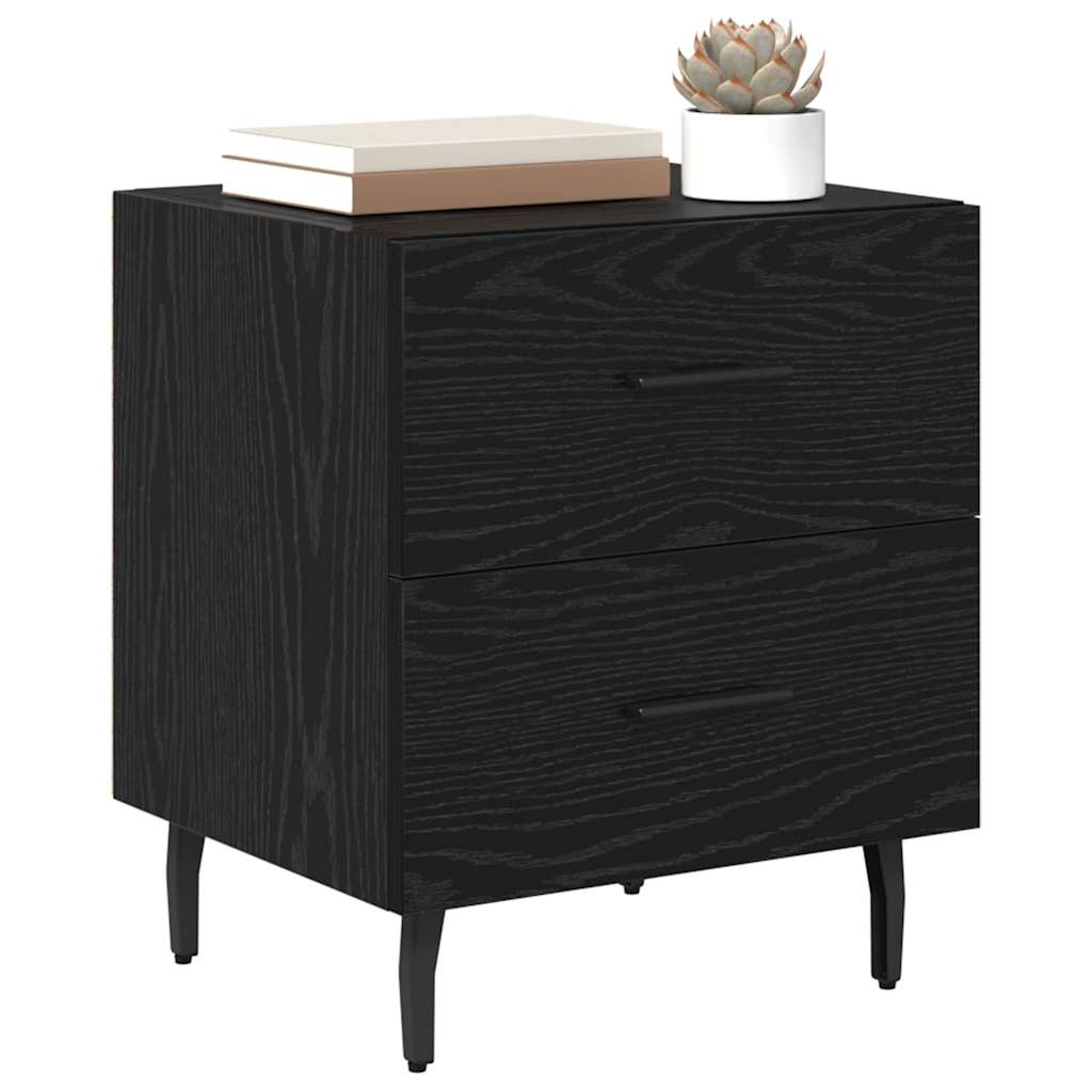 vidaXL Nachtkastje 2 pcs Zwart eiken 40 x 35 x 47,5 cm Bewerkt hout