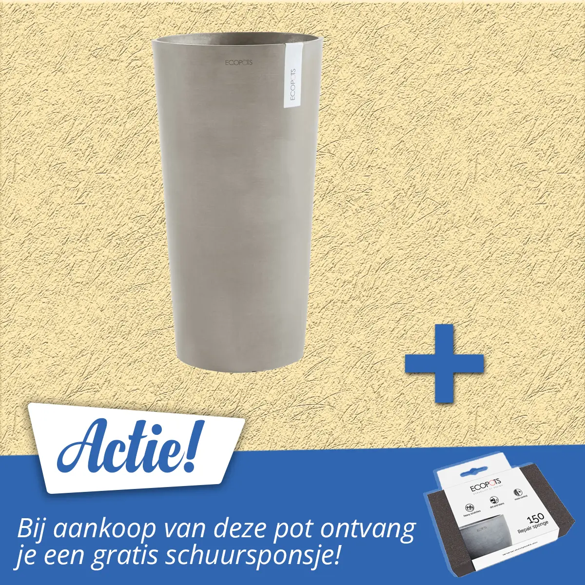 Ecopots Bloempot Extra Hoog Amsterdam 90 cm Taupe 