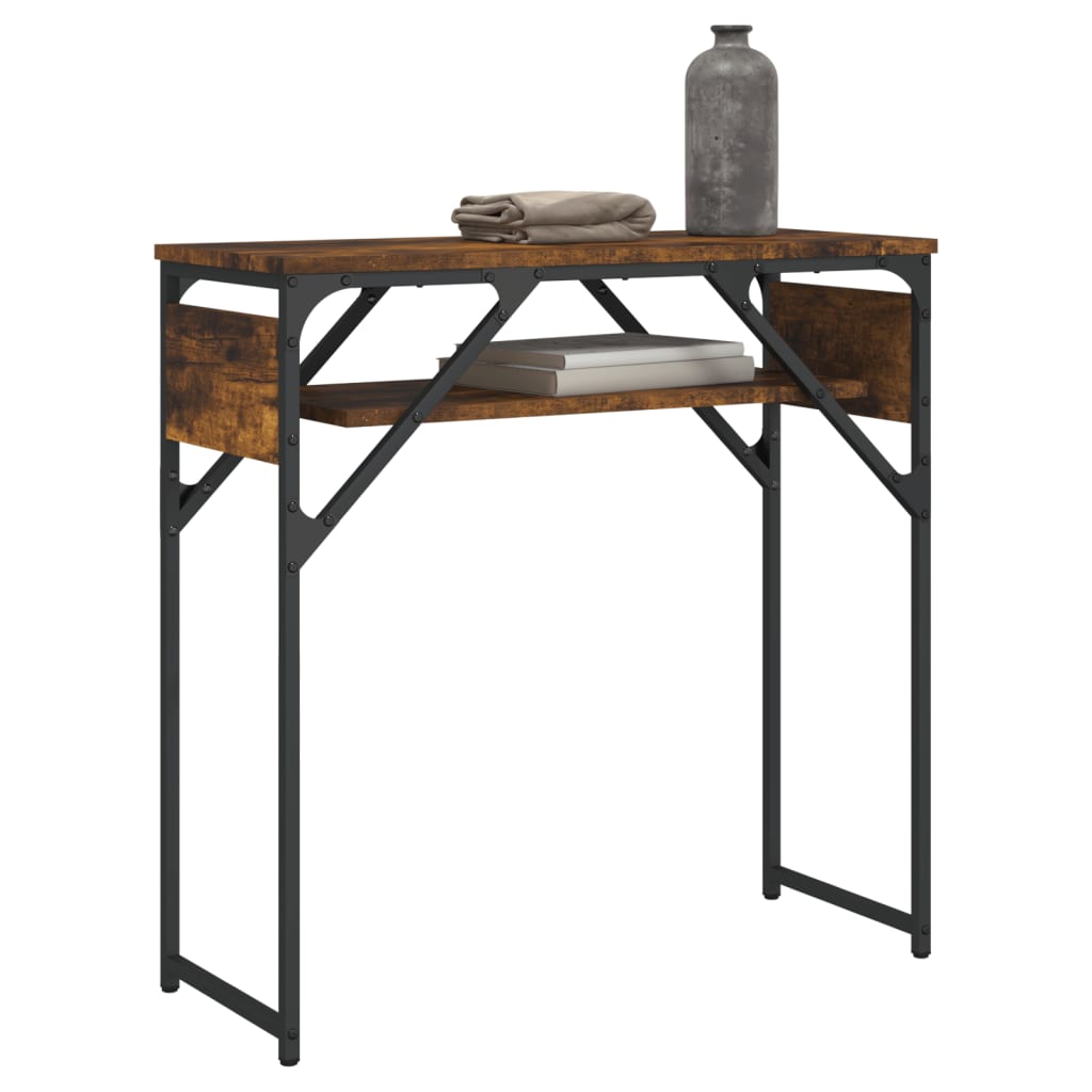 vidaXL Wandtafel met schap 75x30x75 cm bewerkt hout gerookt eiken
