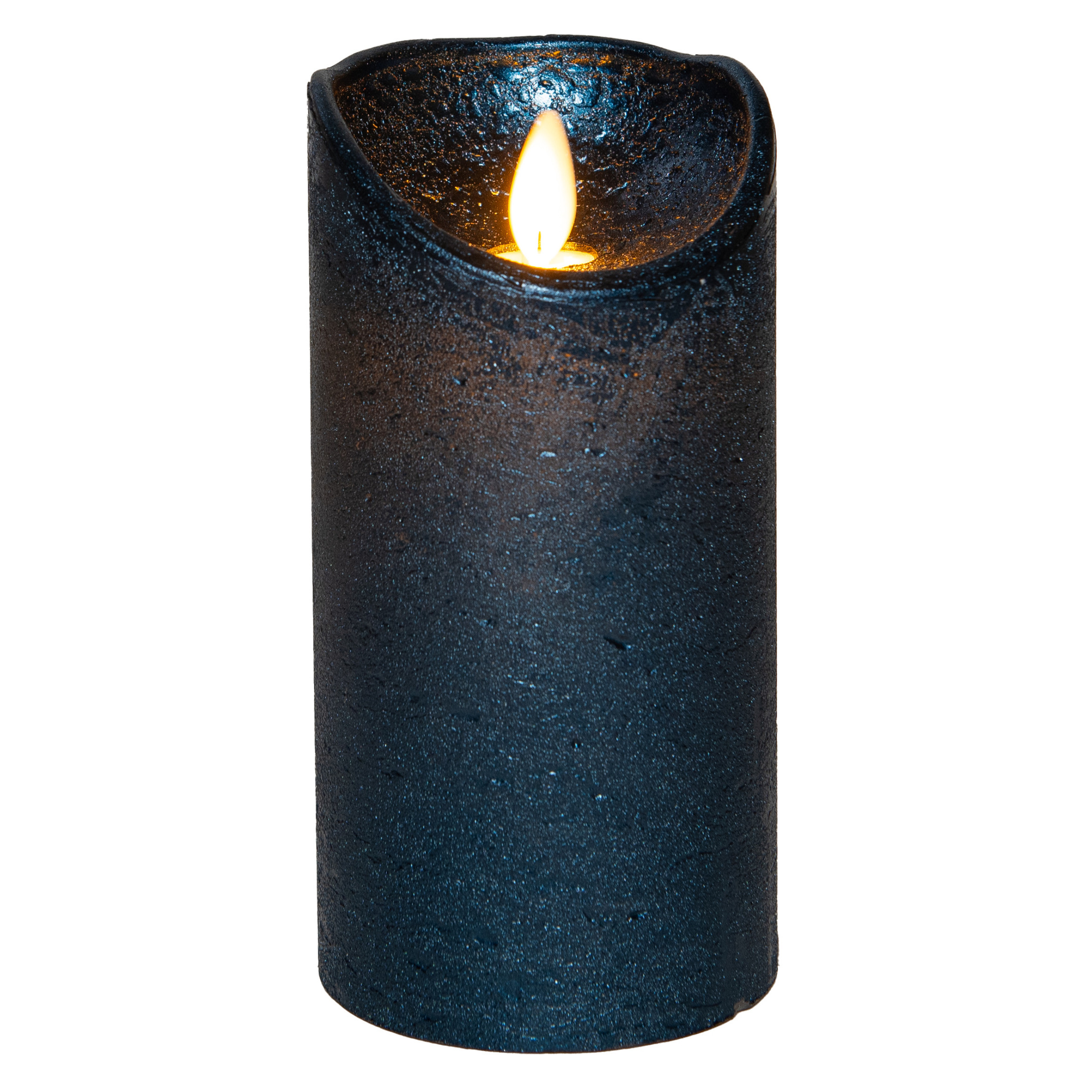 Anna's Collection Led kaars - metallic blauw - wax - H15 x D7,5 cm -