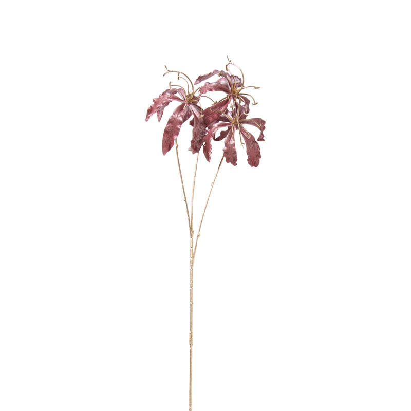 Xenos Kunstbloem gloriosa - goudkleurig/rood - 60 cm