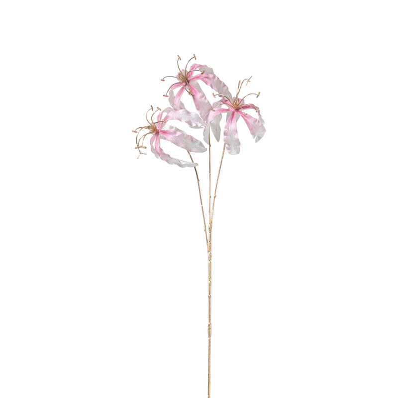 Xenos Kunstbloem gloriosa - goudkleurig/roze - 60 cm