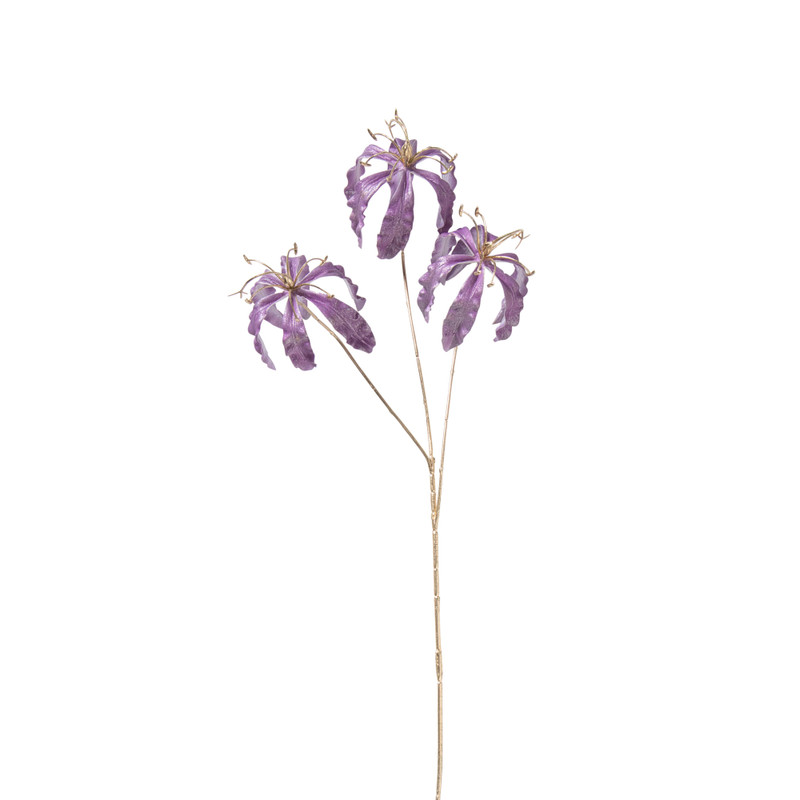 Xenos Kunstbloem gloriosa - goudkleurig/paars - 60 cm
