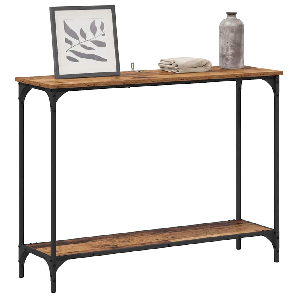 vidaXL Wandtafel met plank Oud hout 101 x 30.5 x 75 cm Bewerkt hout