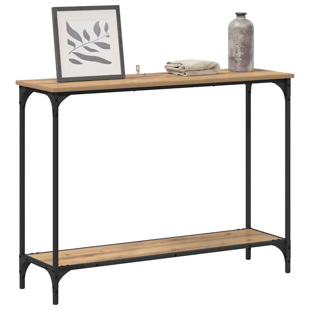 vidaXL Wandtafel met plank artisanaal eikenkleurig 101 x 30.5 x 75 cm