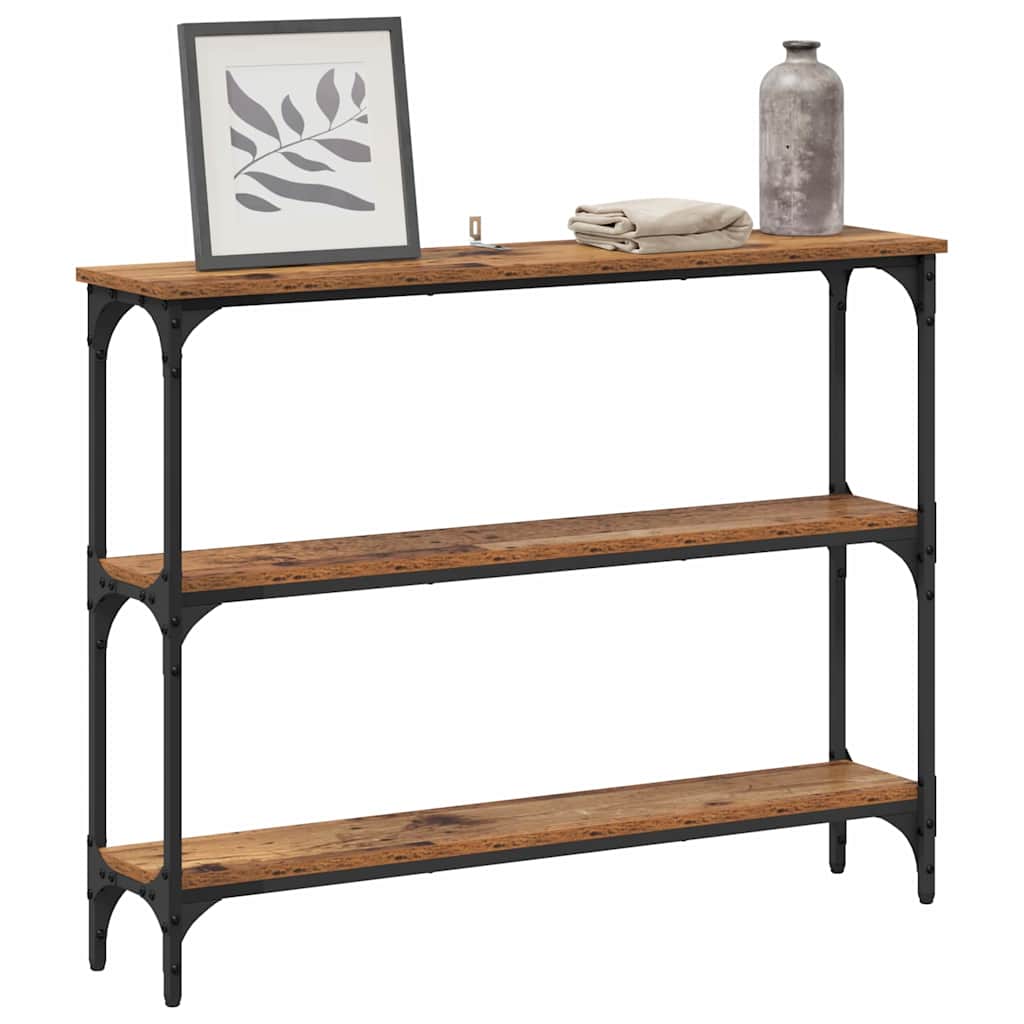 vidaXL Wandtafel met plank Oud hout 100 x 22.5 x 75 cm Bewerkt hout