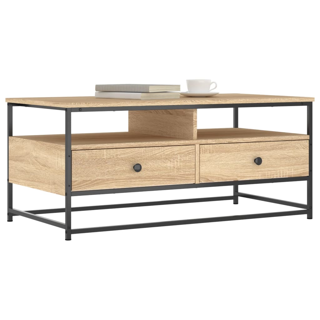 vidaXL Salontafel 100x51x45 cm bewerkt hout sonoma eikenkleurig