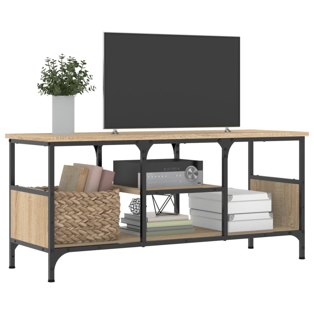 vidaXL Tv-meubel 100x33x45 cm bewerkt hout en ijzer sonoma eikenkleur