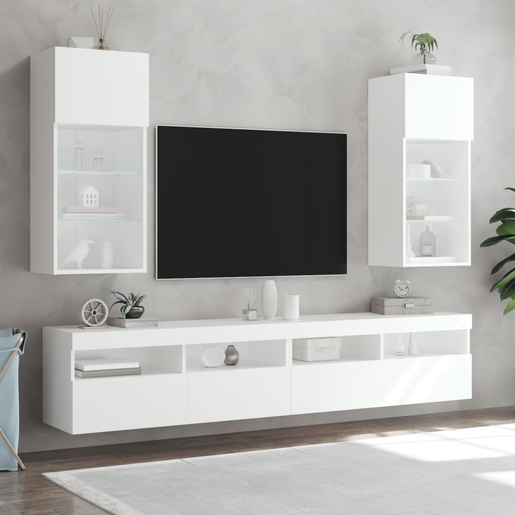 vidaXL Tv-meubels met LED-verlichting 2 st 40,5x30x90 cm wit