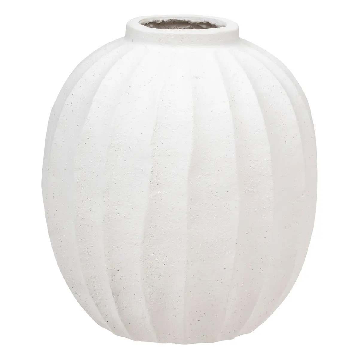 Atmosphera Bloemenvaas Amia - creme wit - kunststeen - D39 x H44 cm - ronde bol vormige vaas -