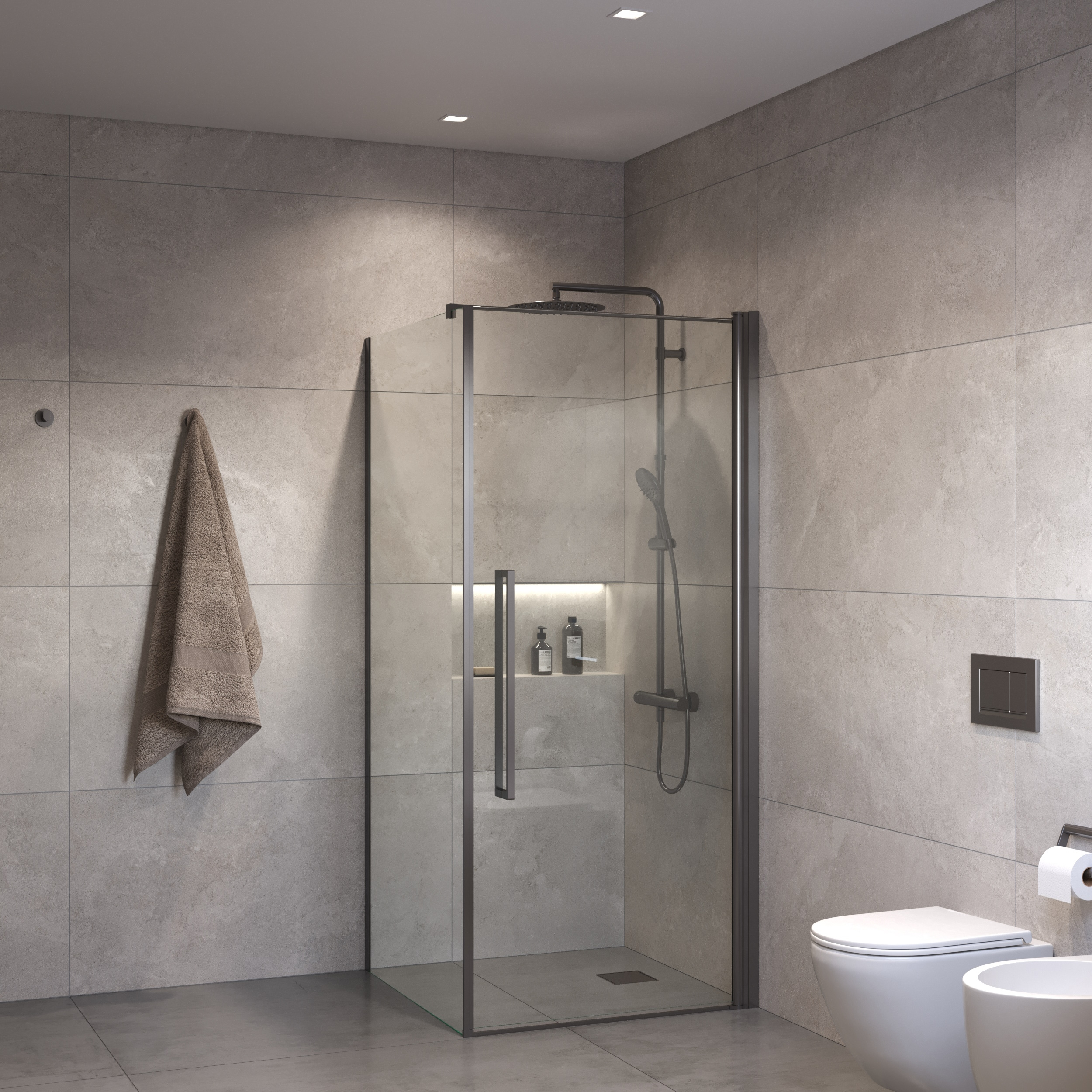 Sanivo Douchecabine  Suno Helder Glas Met Gunmetal Profiel (Alle Maten)