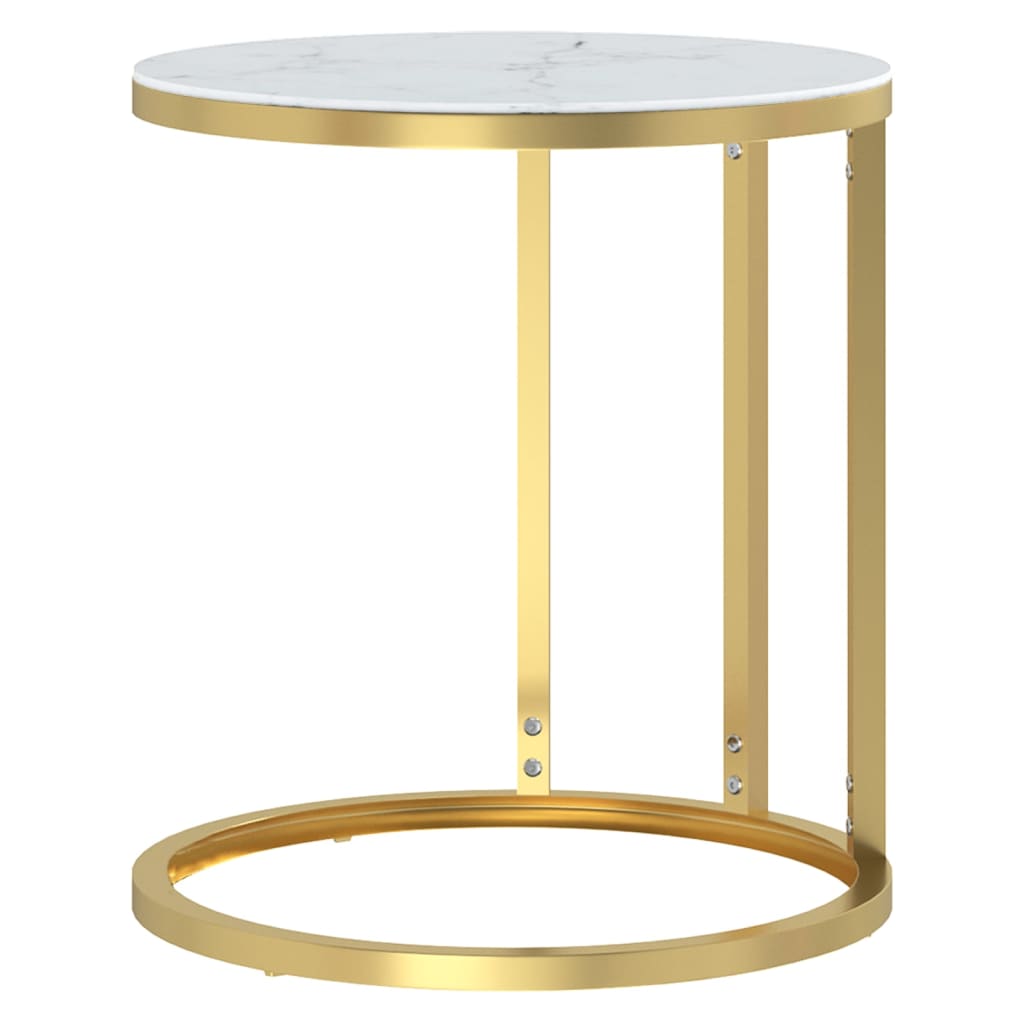 vidaXL Bijzettafel 45 cm gehard glas goudkleurig en witmarmer