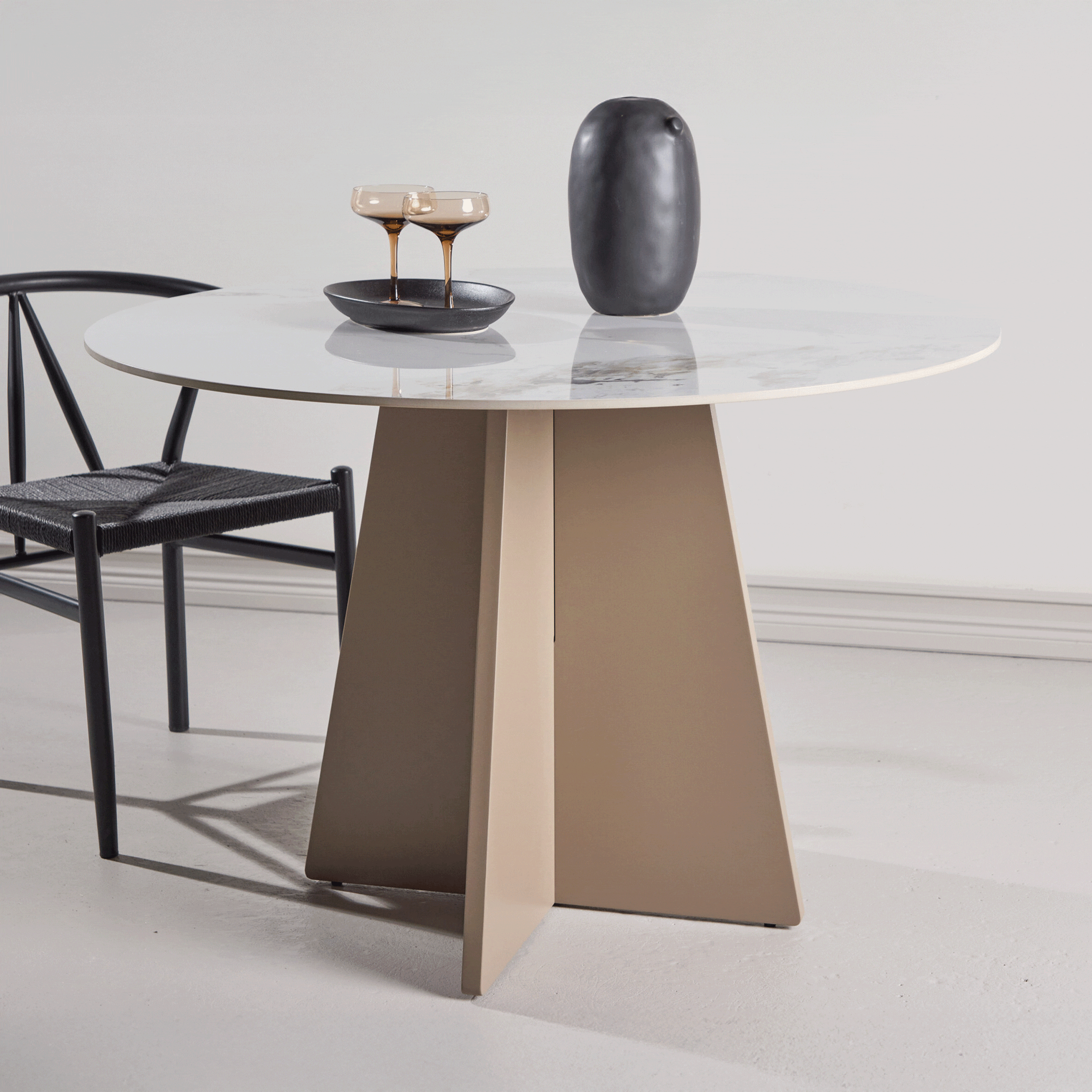 Nohr Ronde Eettafel Cynthiaann Marmerlook, 110cm - Beige