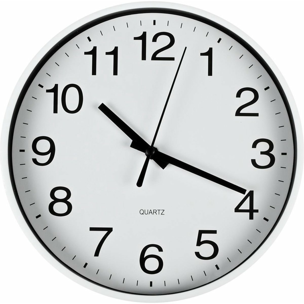 Benson Wandklok/muur klok - wit - kunststof - Dia 20 cm - 1x AA-batterij - modern -