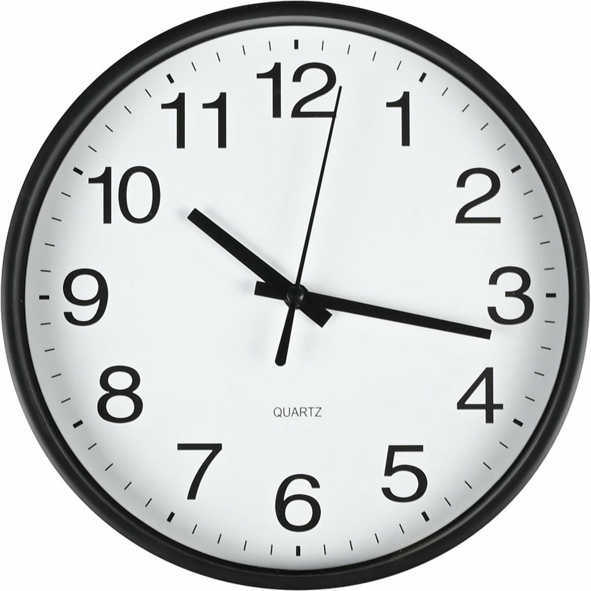 Benson Wandklok/muur klok - zwart/wit - kunststof - Dia 20 cm - 1x AA-batterij - modern -