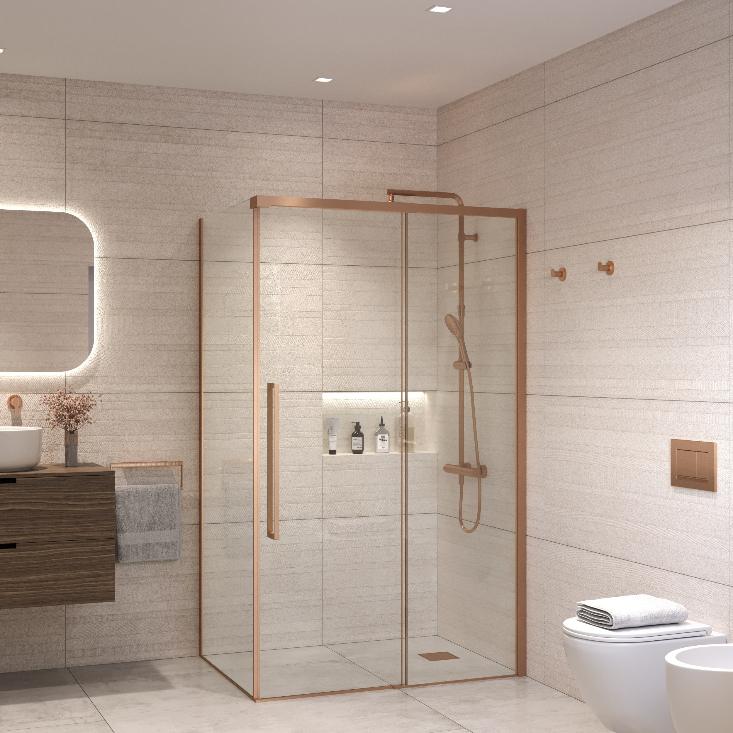Sanivo Douchecabine  Nova Soft Close Brons Helder Glas (Alle Maten)