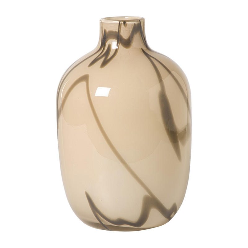 Xenos Vaas met lijnen - beige/bruin - ø16.5x26 cm