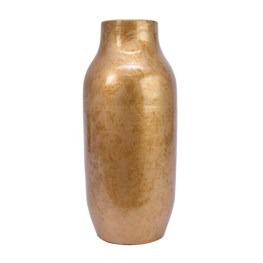 Decoris Design Bloemenvaas Terracotta - goud - 22 x 50 cm - unieke glazuurlook -
