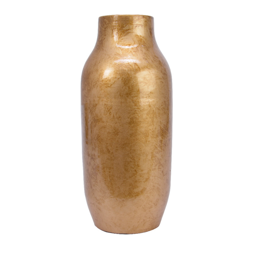 Decoris Design Bloemenvaas Terracotta - goud - 24 x 60 cm - unieke glazuurlook -