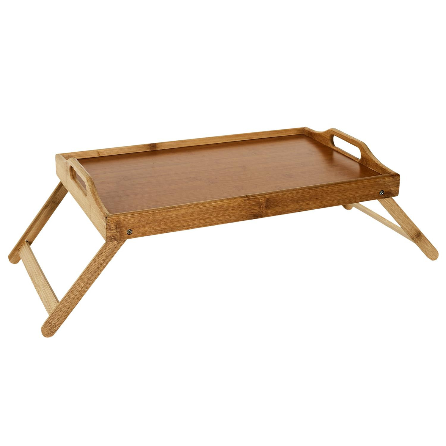 Home Deco Factory Ontbijt op bed / laptop tafeltje / dienblad op pootjes - 45 x 30 x 17 cm - bamboe hout - serveer tra -