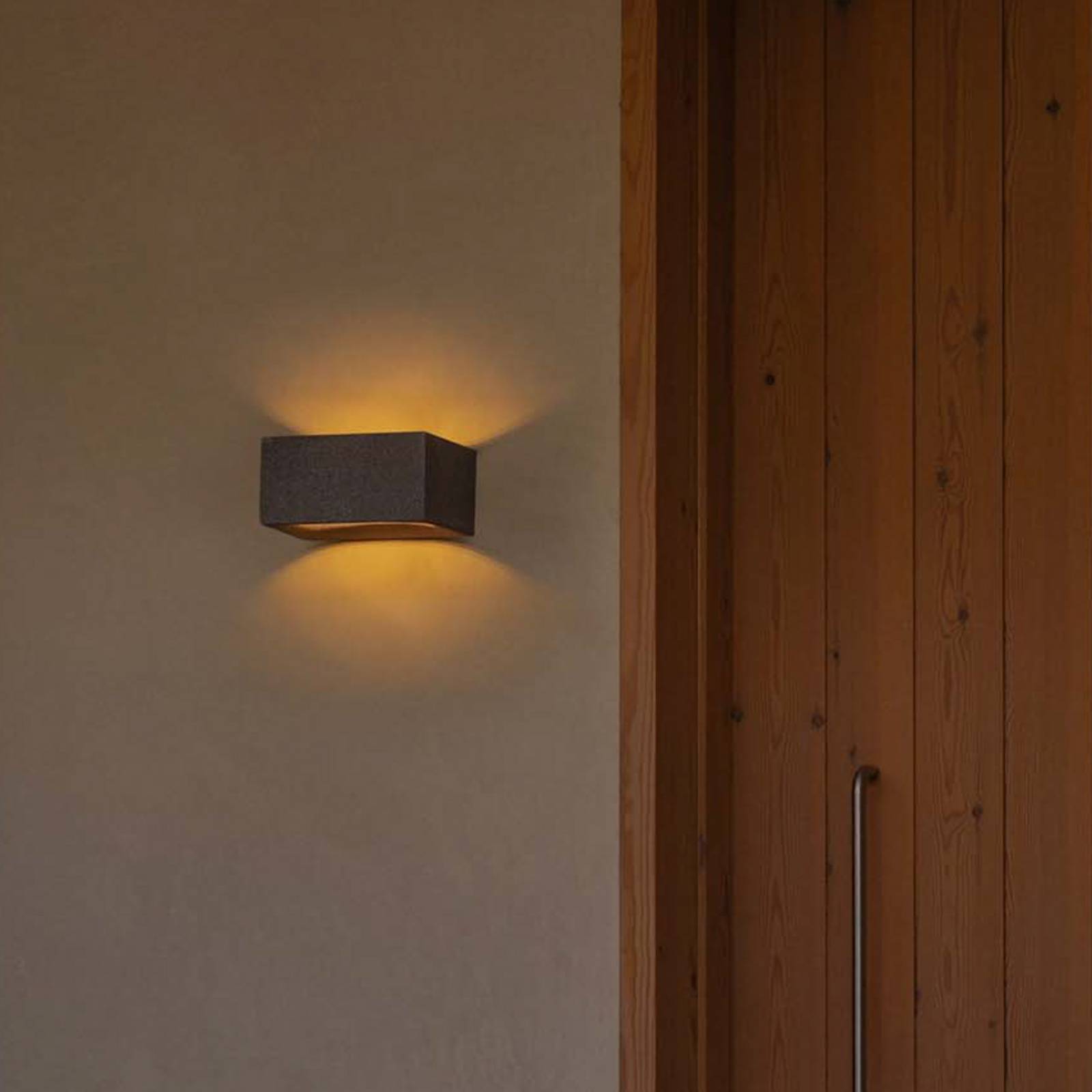 FARO BARCELONA LED wandlamp Glint, 3000K, 15 cm, grijs, beton, IP55
