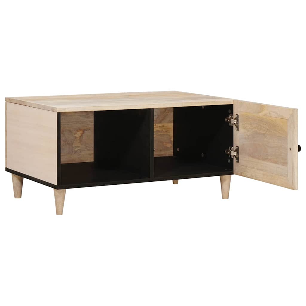 vidaXL Salontafel met plank Beige 80 x 50 x 40 cm massief mangohout