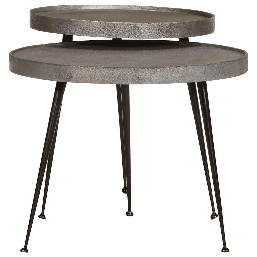 vidaXL Salontafel 2 stuks zilverkleurig bewerkt hout