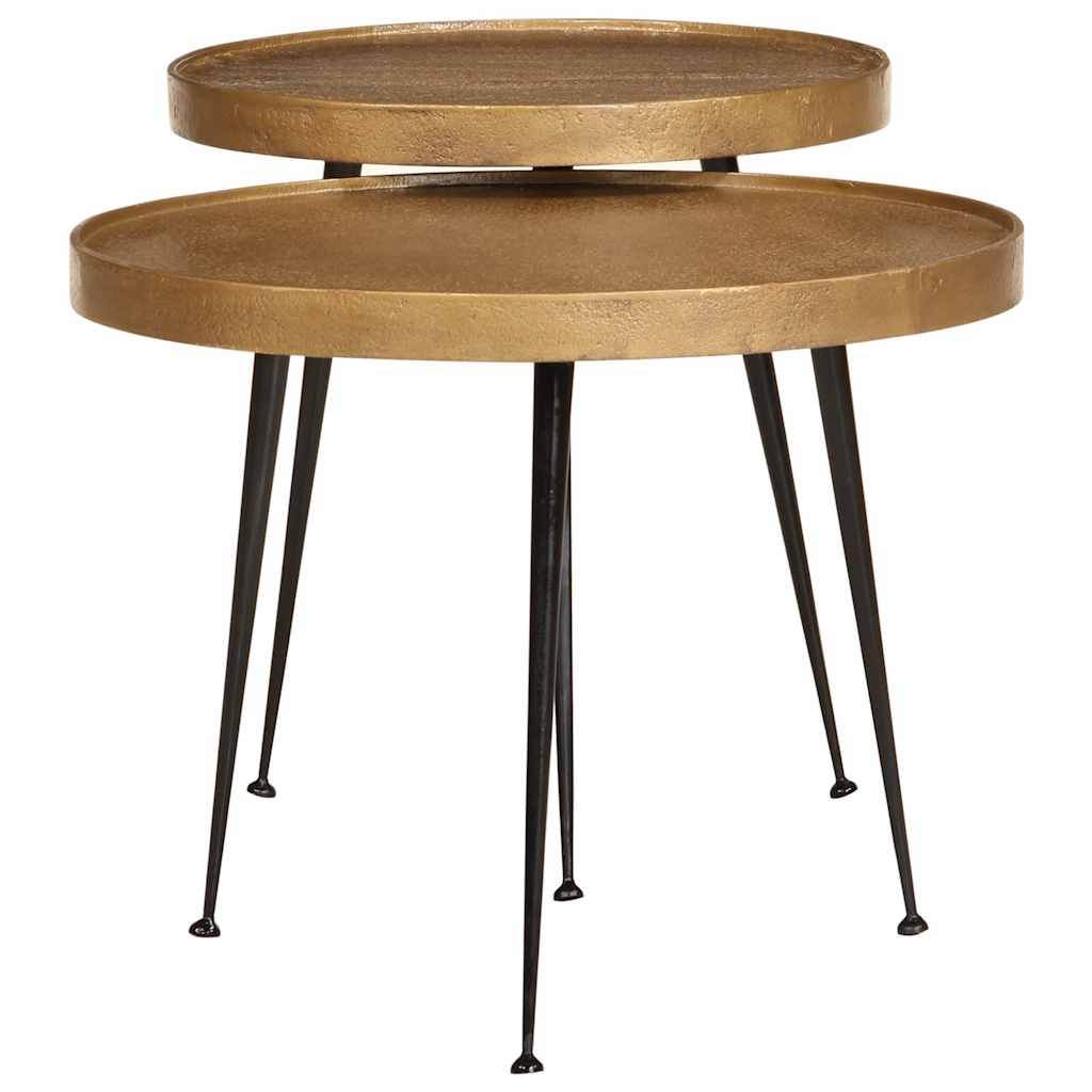 vidaXL Salontafel 2 stuks Gouden bewerkt hout