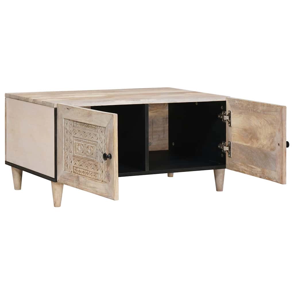 vidaXL Salontafel met opslag Beige 80 x 50 x 40 cm massief mangohout