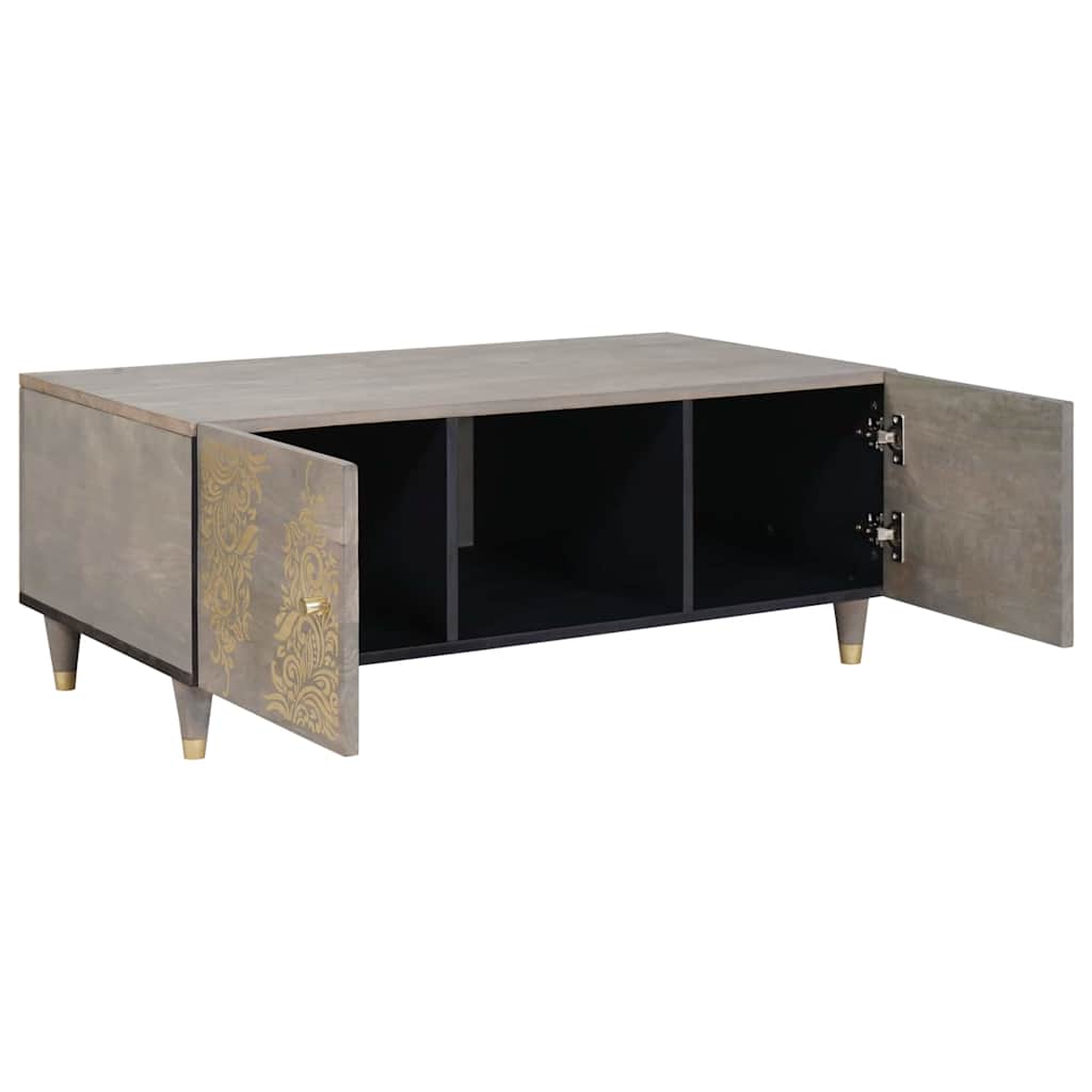 vidaXL Salontafel Grijs 100 x 54 x 40 cm massief mangohout