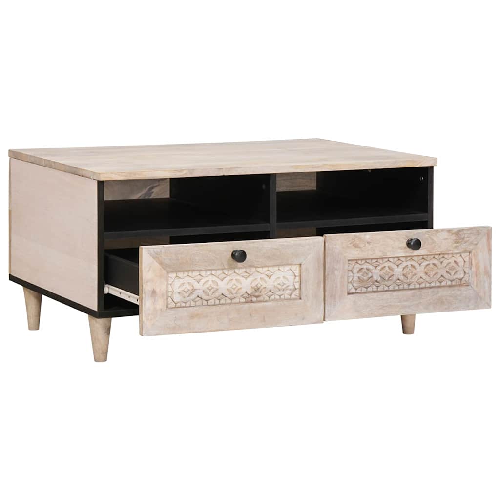 vidaXL Salontafel met lade Wit 80 x 54 x 40 cm massief mangohout