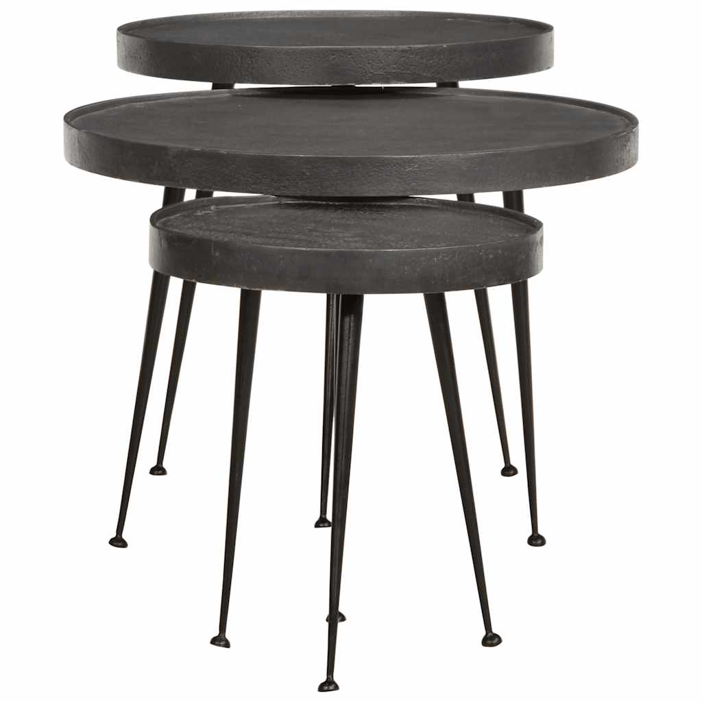 vidaXL Salontafel 3 stuks Zwart bewerkt hout