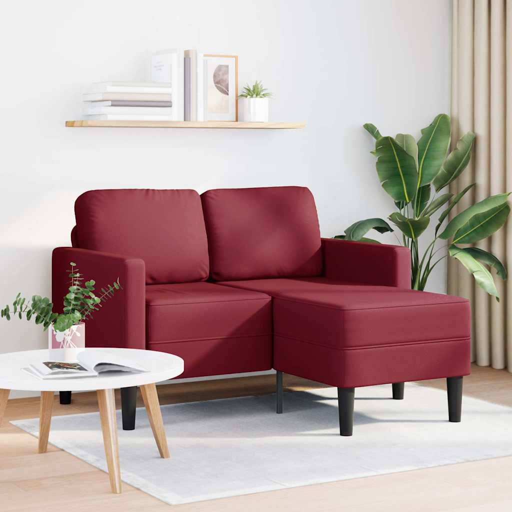 vidaXL 2-zitsbank met chaise longue L-vormig wijnrood 125 cm kunstleer