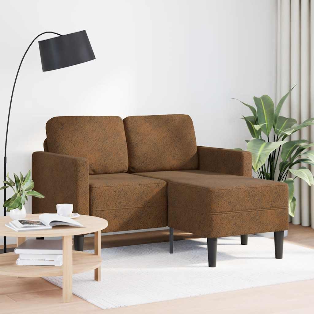 vidaXL 2-zitsbank met chaise longue L-vormig bruin 125 cm kunstleer