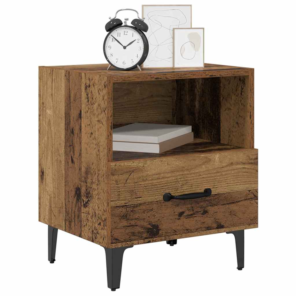 vidaXL Nachtkastje met lade Oud hout 40 x 35 x 47,5 cm Bewerkt hout