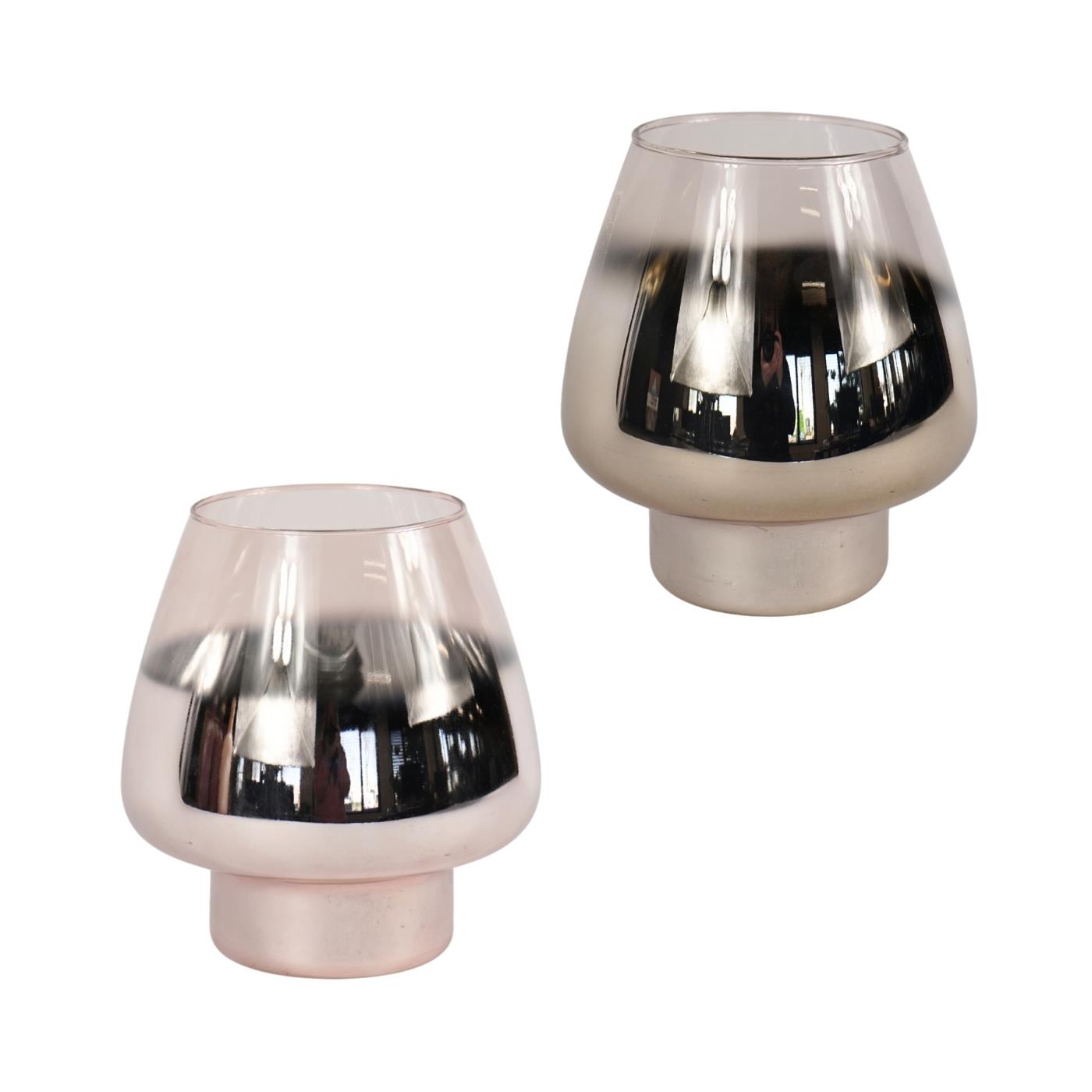 Merkloos Windlicht glas zilverkleurig Ø17,5xH18cm