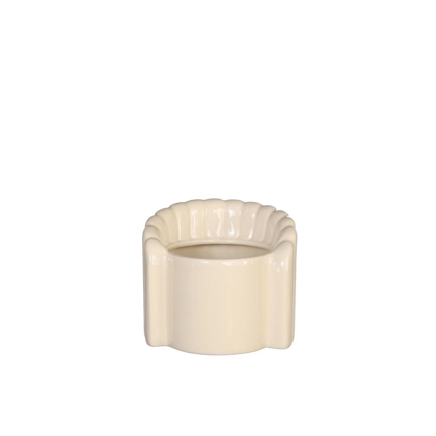 Ideas 4 seasons Bloempot Pouff stoel crème Ø8,4x9x9,5cm