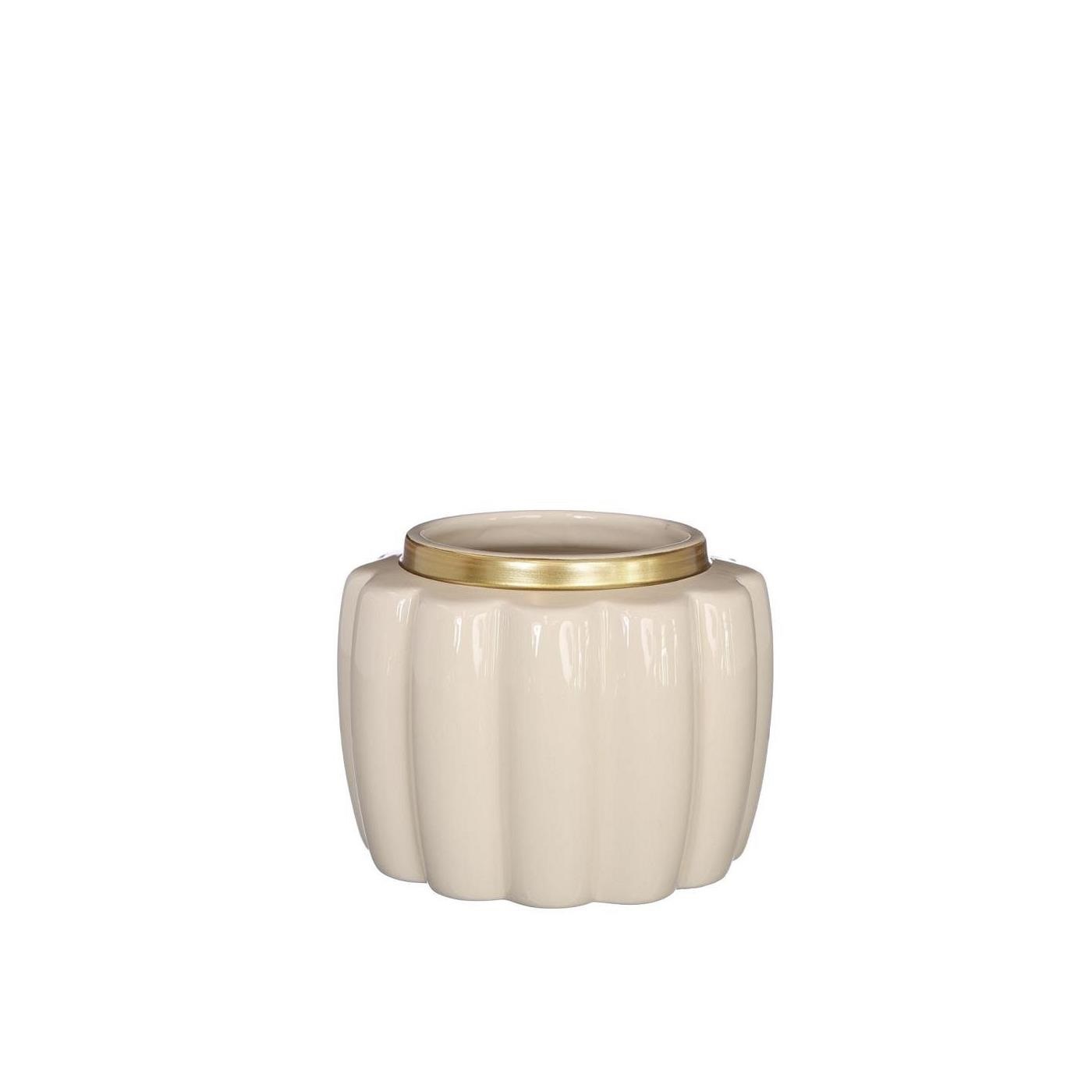 Ideas 4 seasons Bloempot Pouff crème Ø12,6xH9,7cm