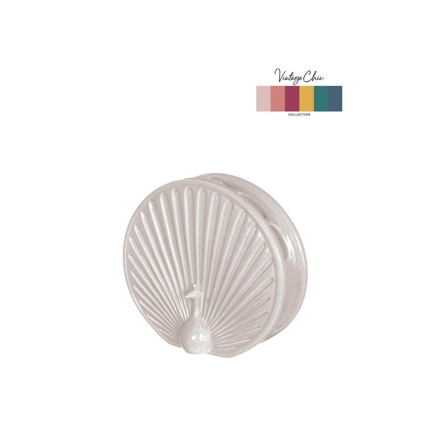Ideas 4 seasons Vaas Peacock crème Ø6,5 L15xH13,6cm