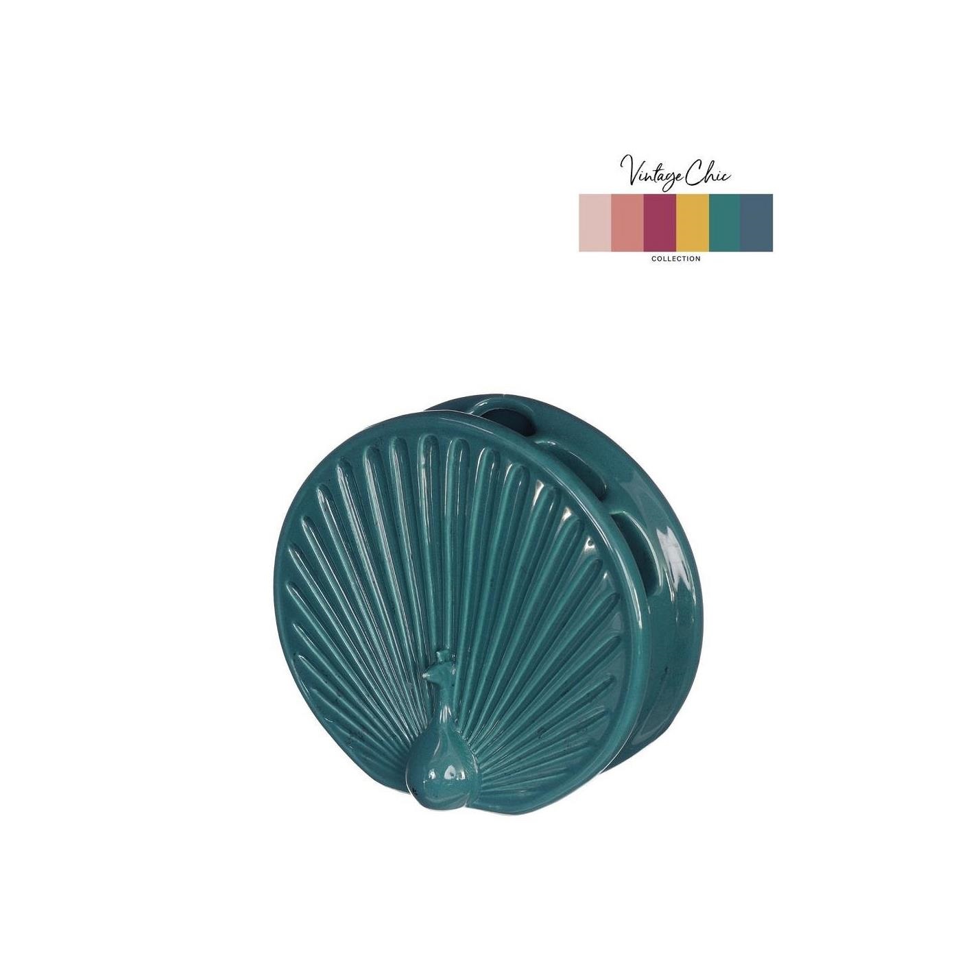 Ideas 4 seasons Vaas Peacock petrol Ø6,5x15x13,6cm