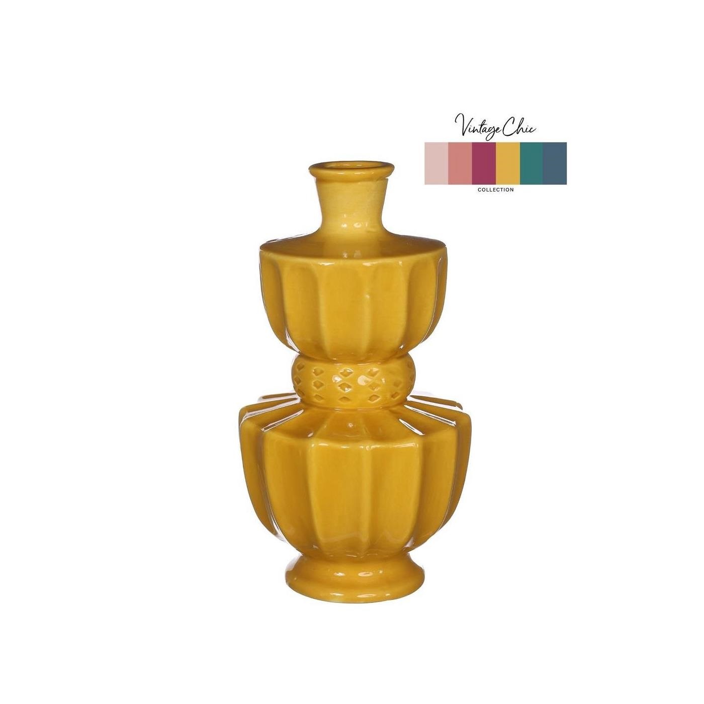Ideas 4 seasons Vaas Bellagio mosterd Ø11xH20cm