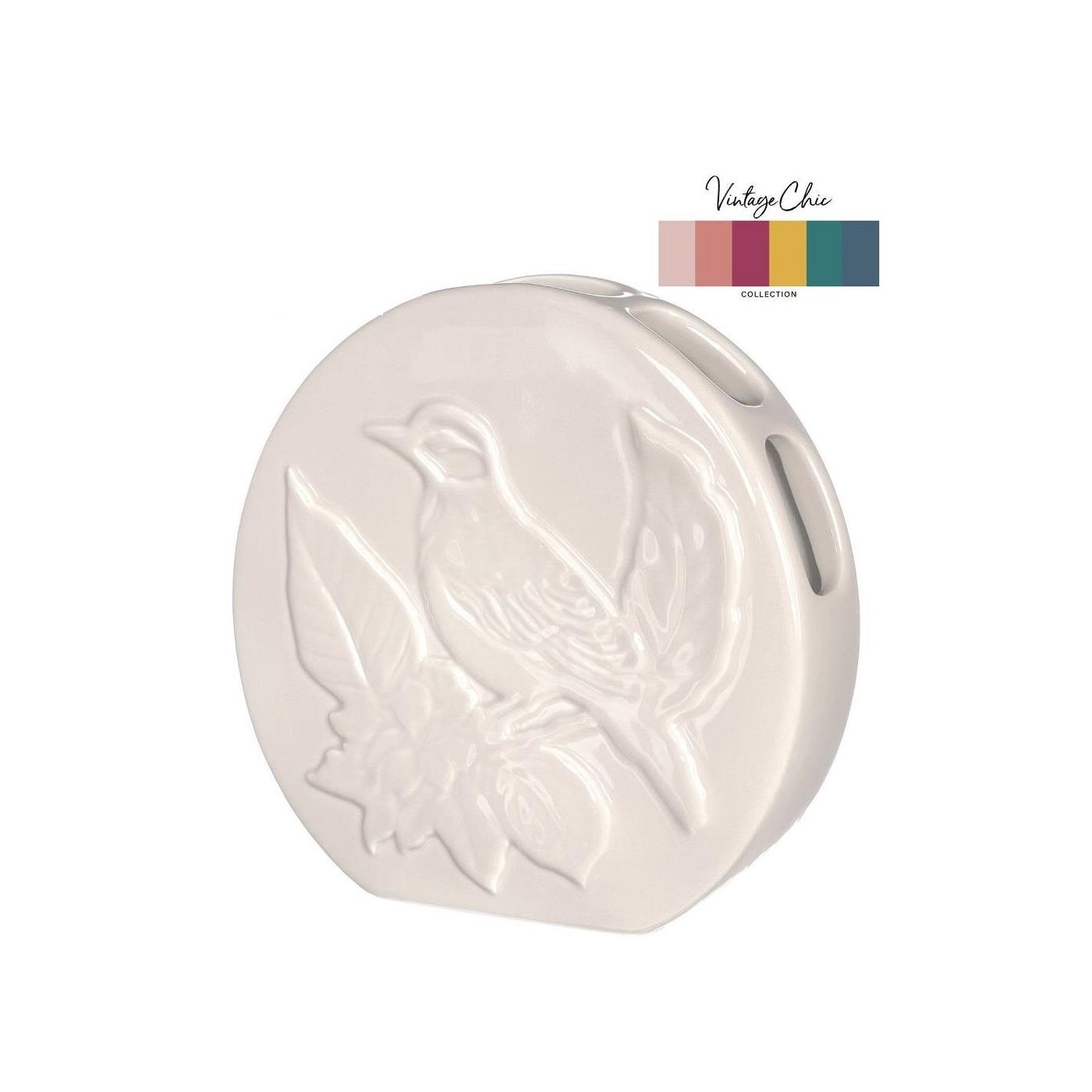 Ideas 4 seasons Vaas Bird crème Ø6xH20cm