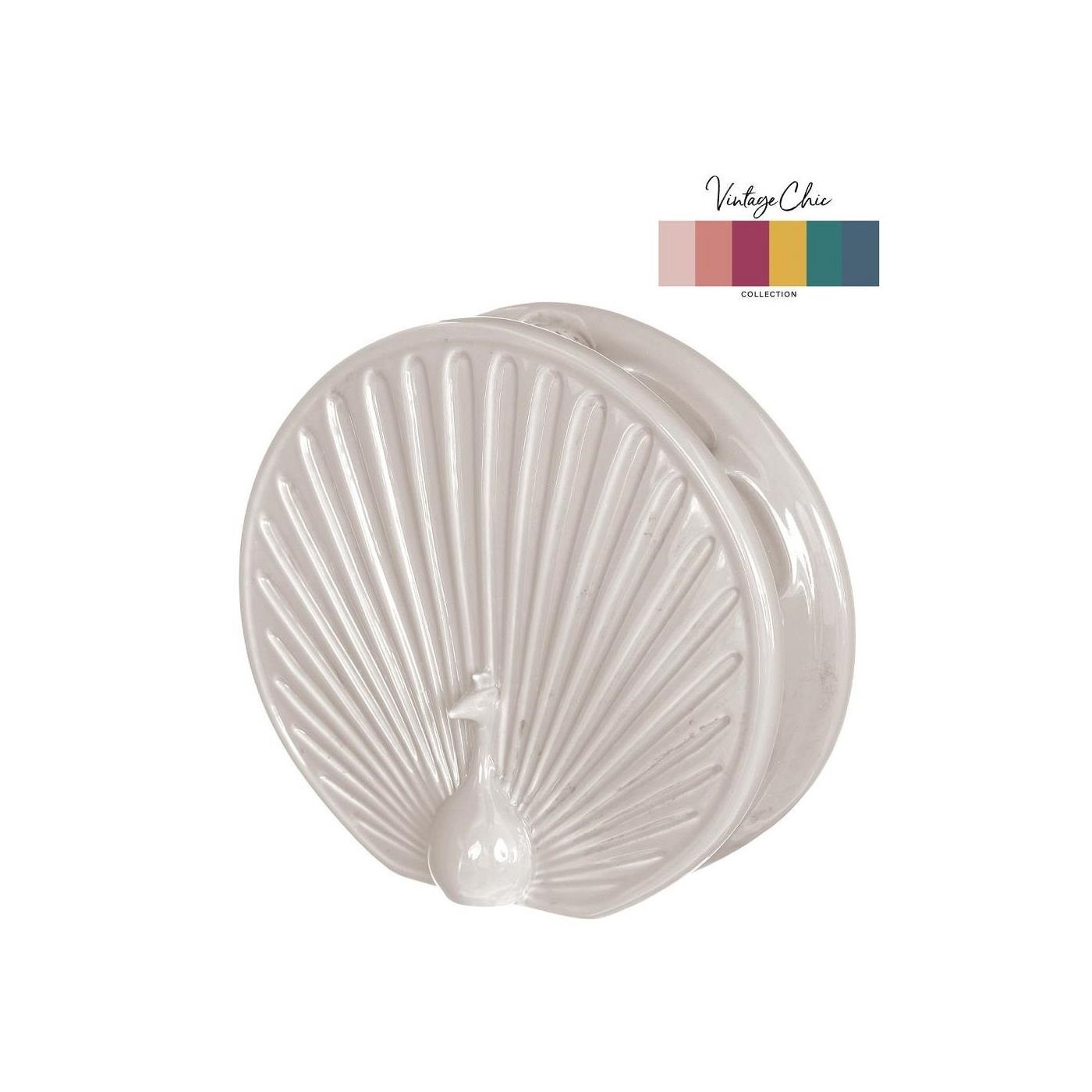 Ideas 4 seasons Vaas Peacock crème Ø7 L19,7xH18cm