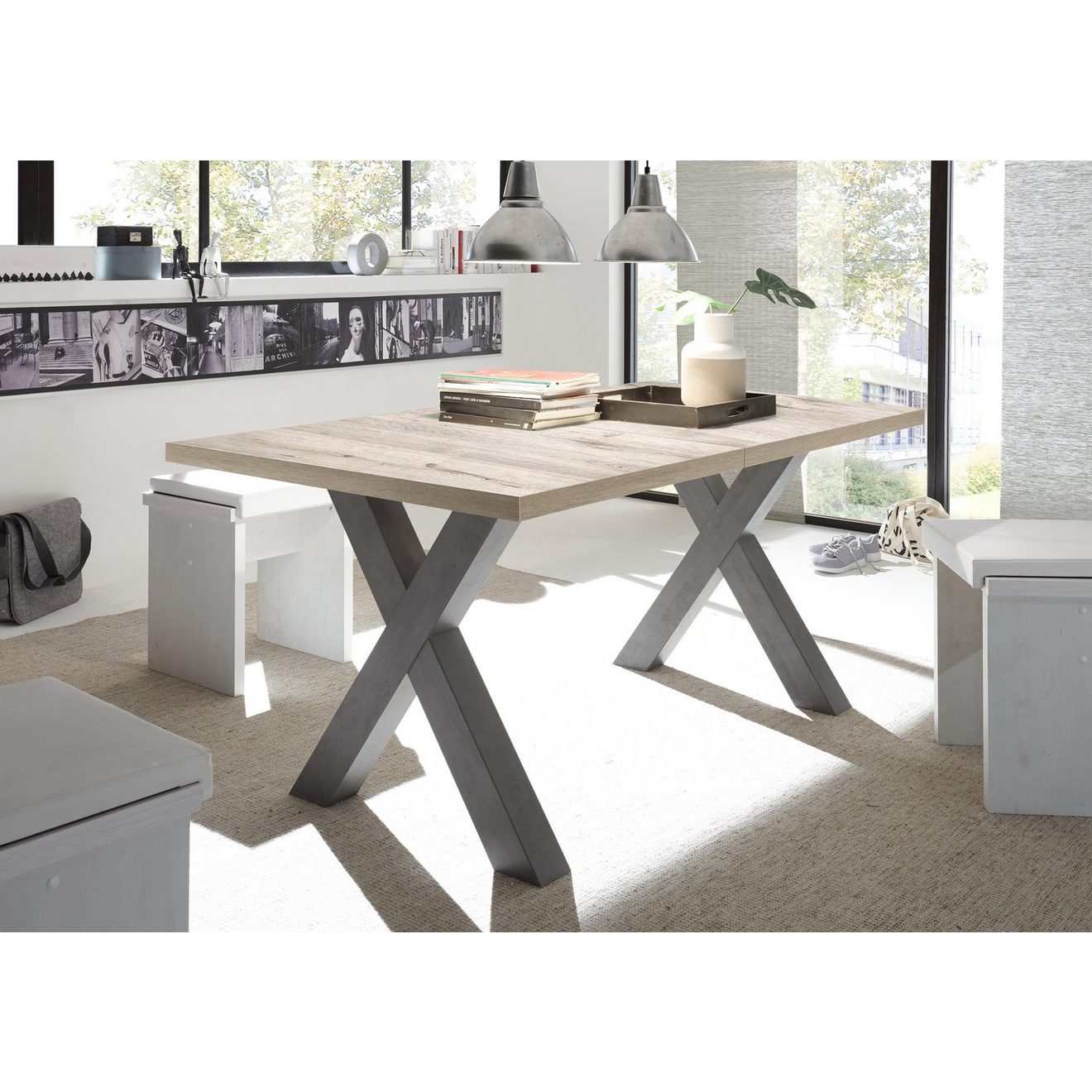 Mäusbacher Eettafel Mister TOPSELLER! met lade (160-210 cm), frame in x-model