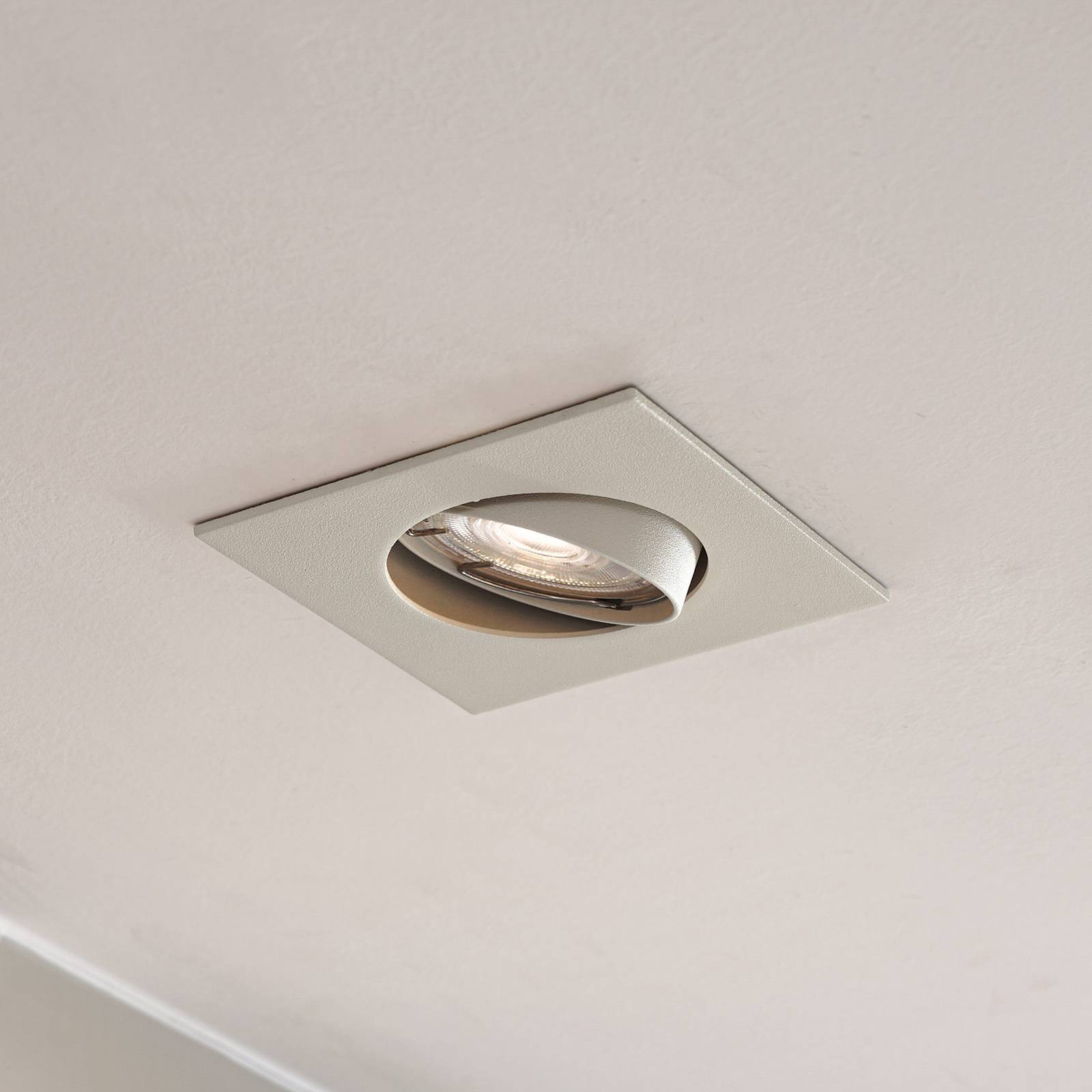 PRIOS inbouwlamp Fibur, beige, 9 cm, GU10