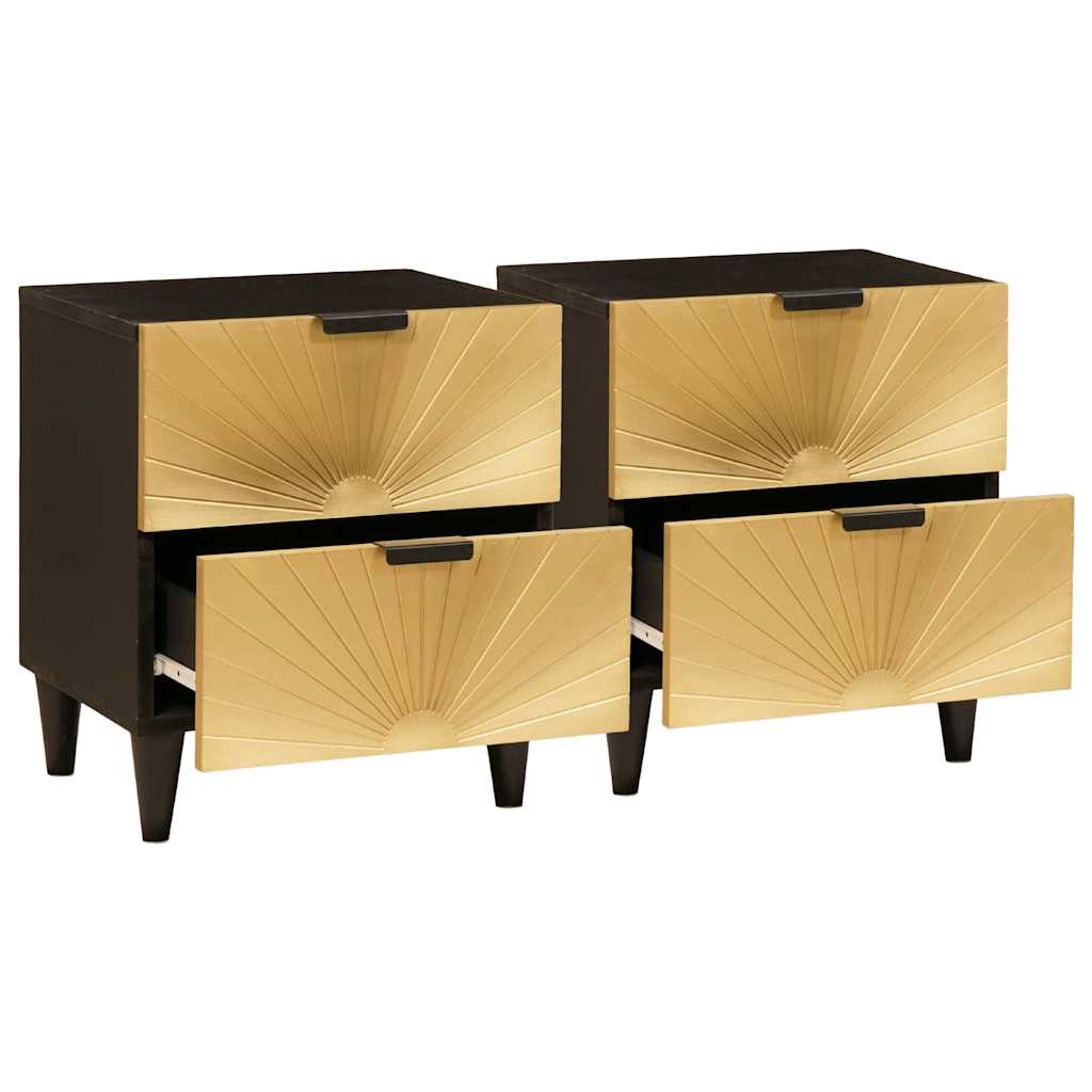 vidaXL Nachtkastje met lade 2 pcs Zwart en Goud 40 x 33.5 x 46 cm